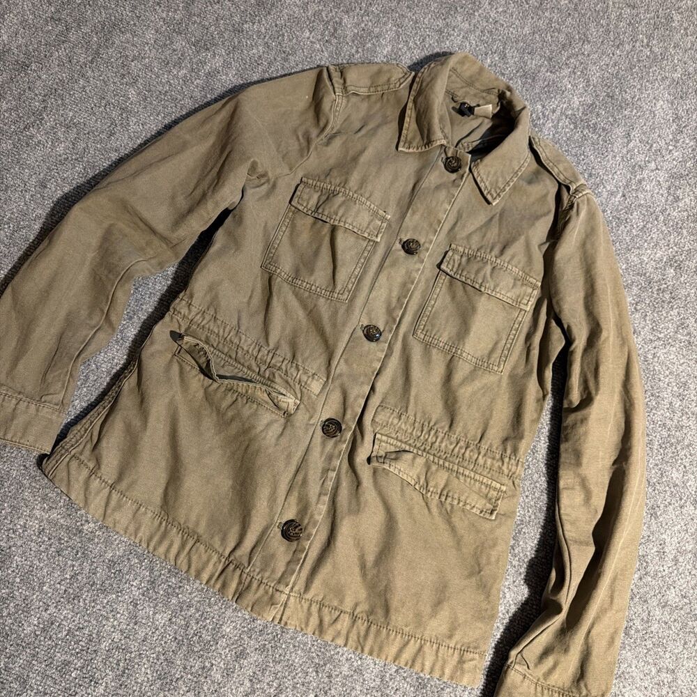 H&M Divided Jacket Women's Size 6 Green Button Front Military Themed Pockets - Picture 2 of 11